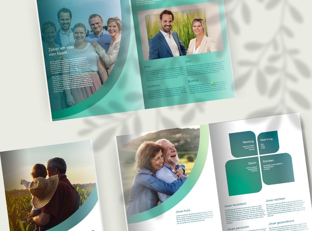 Originele brochure voor Zeker Verzekerd uit Hoogstraten met creatieve copywriting van creApen